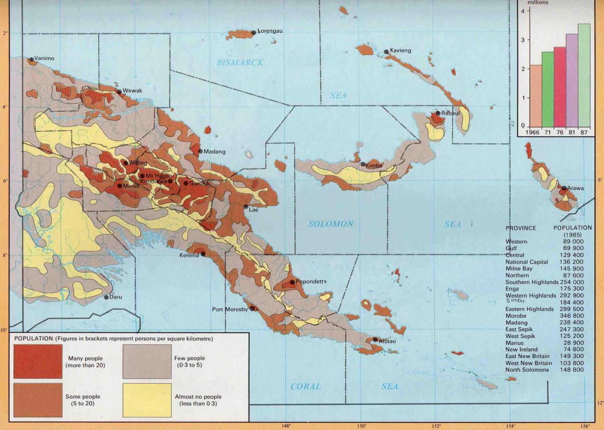 Karte von papua-Neuguinea Bevölkerung