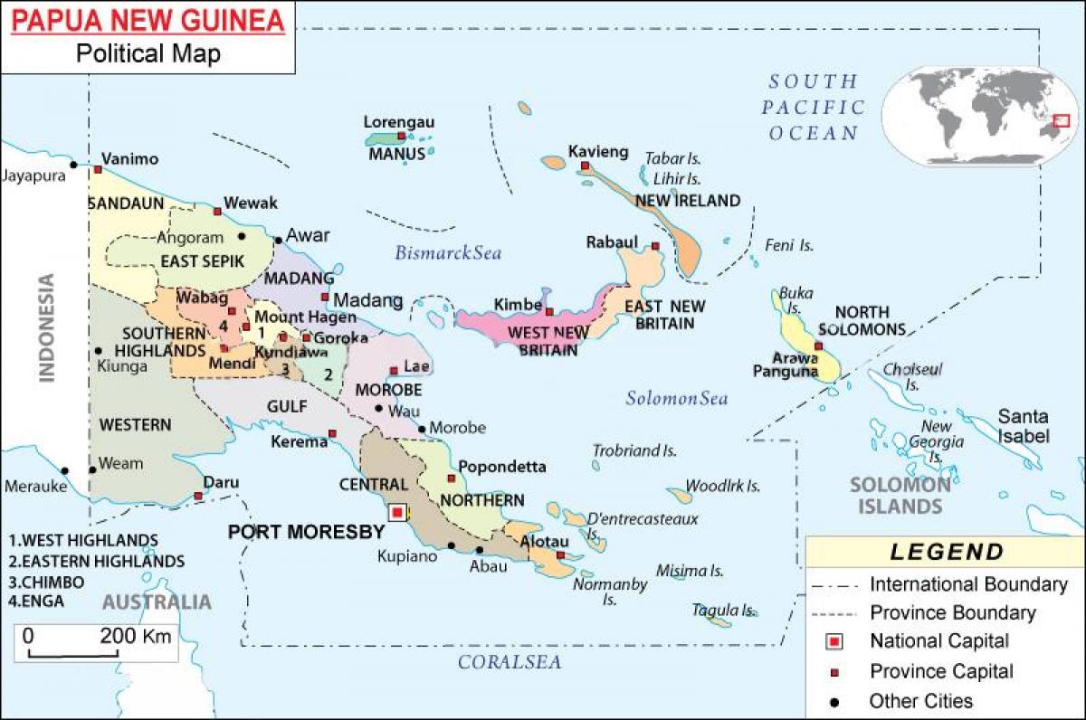 Karte von papua-Neuguinea Provinzen