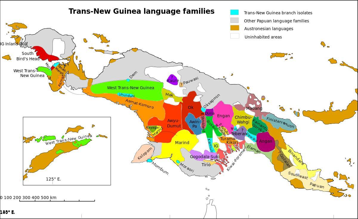 Karte von papua-Neuguinea Sprache