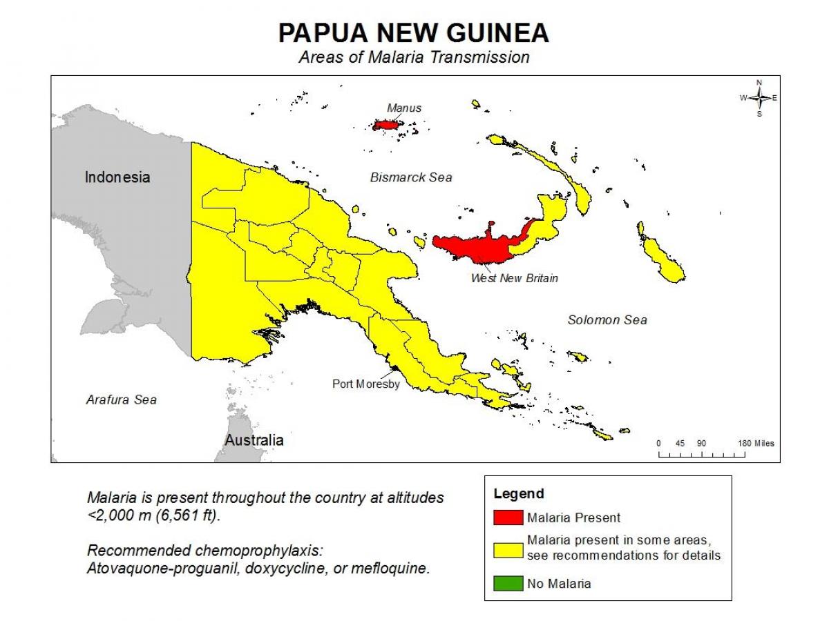 Karte von papua-Neuguinea malaria